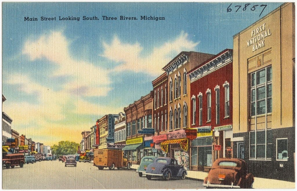 Main Street looking south, Three Rivers, Michigan