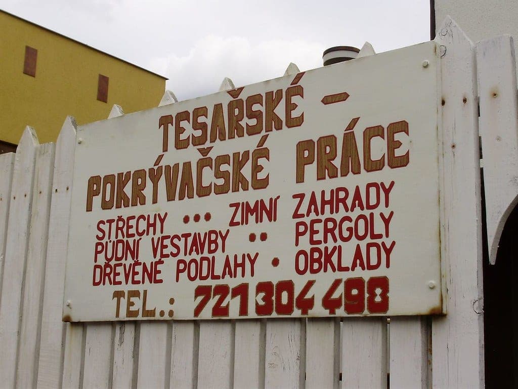 A hand-painted shop sign
