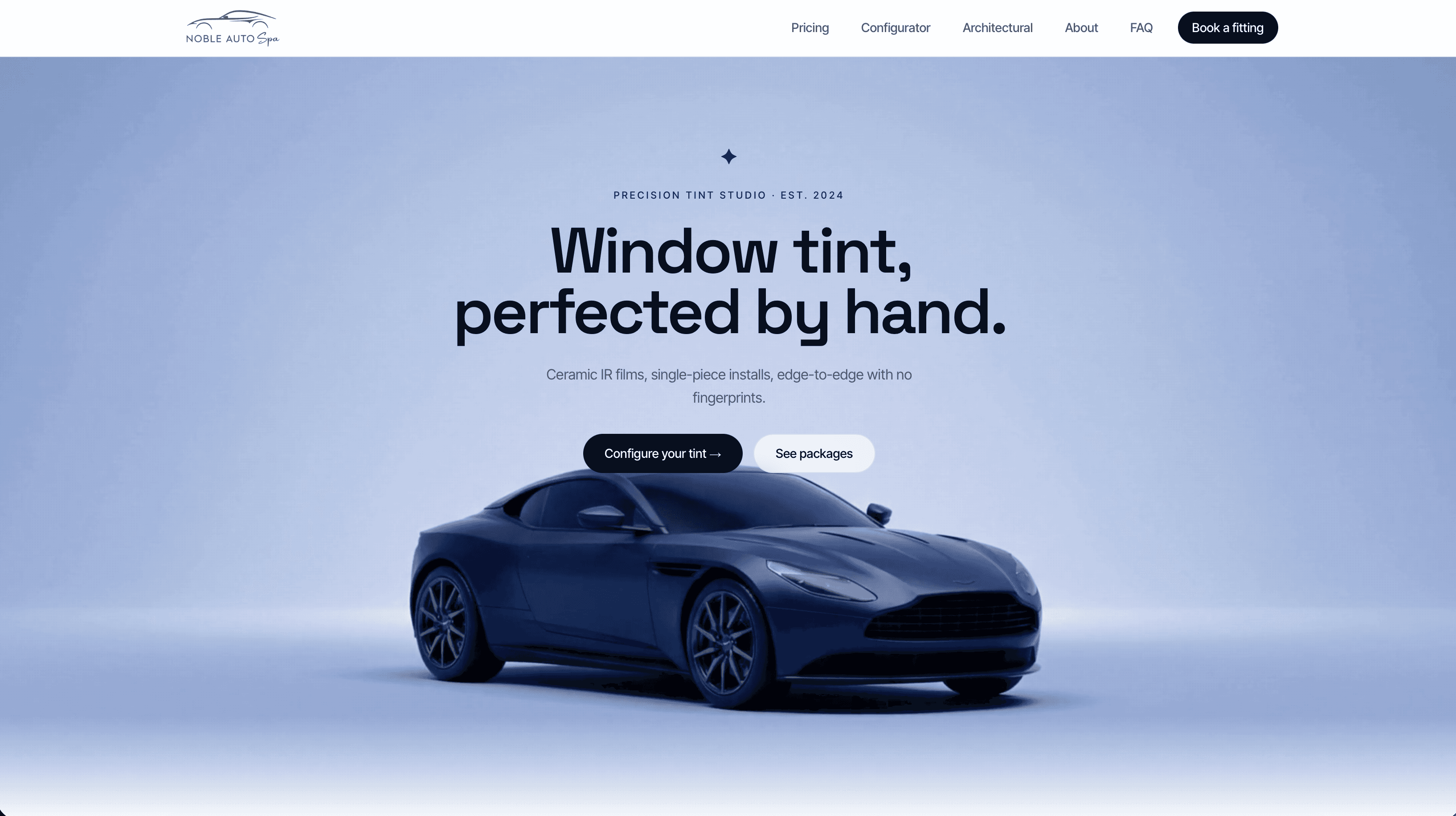 Noble Auto · site and brand refresh for an auto tint shop with a quick-quote booking flow.