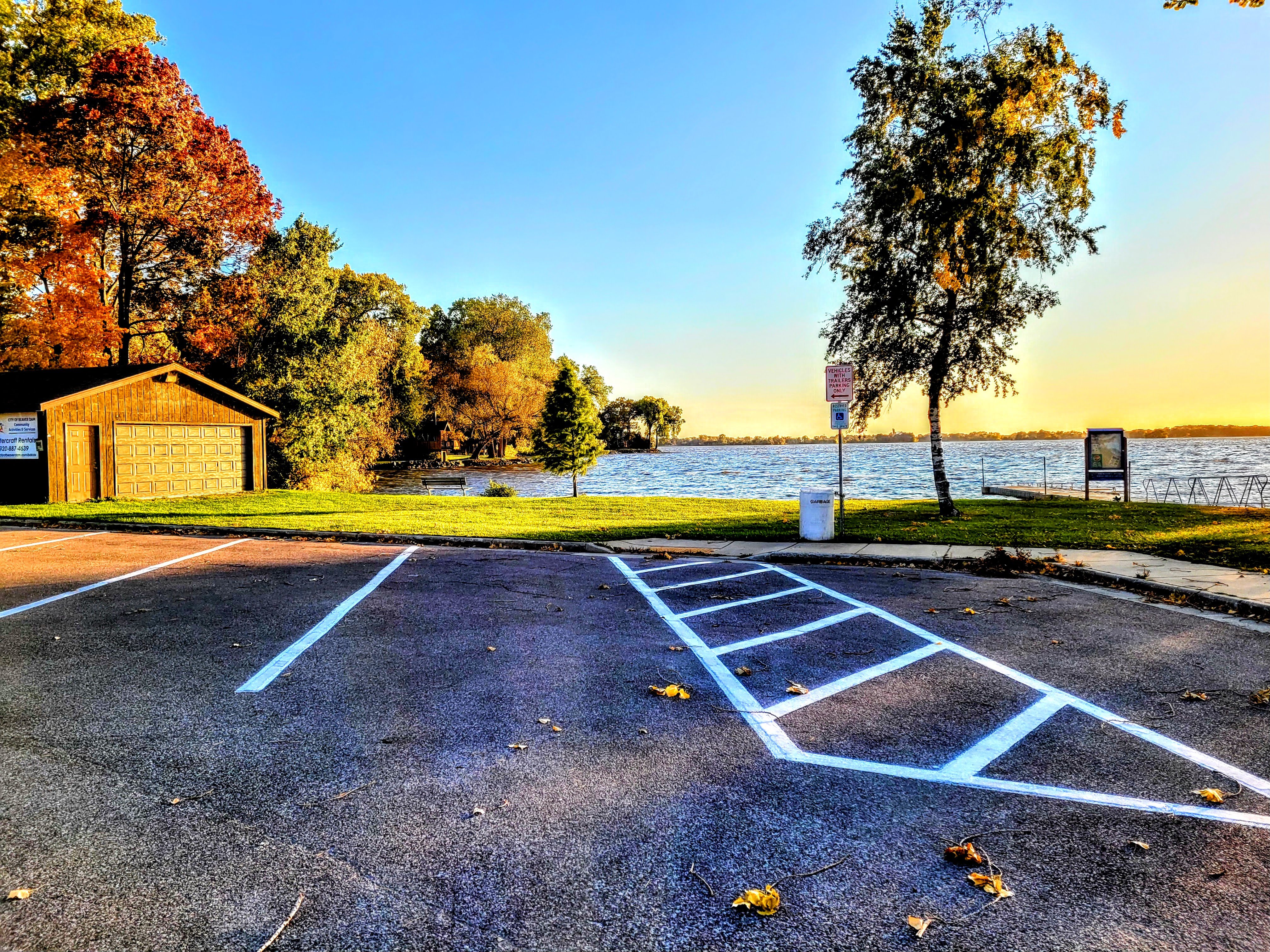 Waterworks Park and the beaver dam on the river in Beaver Dam, Wisconsin